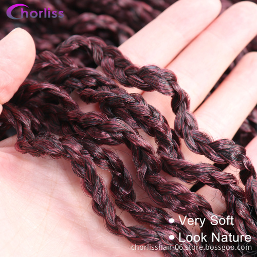 Hot Sale Ombre Brown Black Curly Synthetic  Box Braiding Hair For Black Woman Crochet Kinky Curly Braids Hair Extension